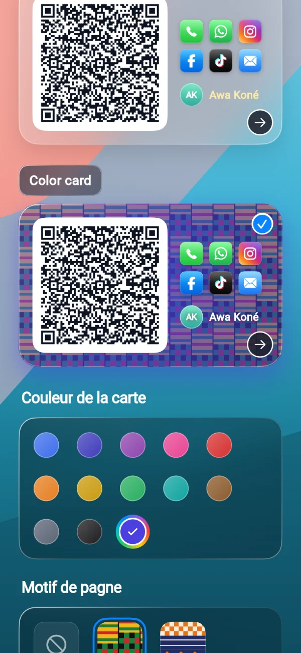 Personnalisation : couleurs et motifs de pagne